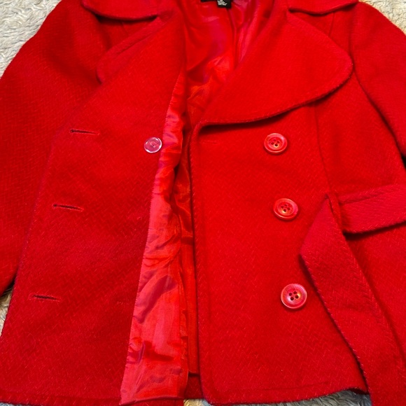 Cute Red Pea coat, Size Large, Forever 21 - Picture 5 of 8